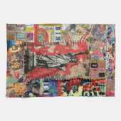 Vrijheidsbeeld Mixed Media Collage Art Theedoek (Horizontaal)