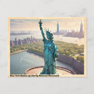 Vrijheidsbeeld Nationaal Monument NYC Vintage Briefkaart
