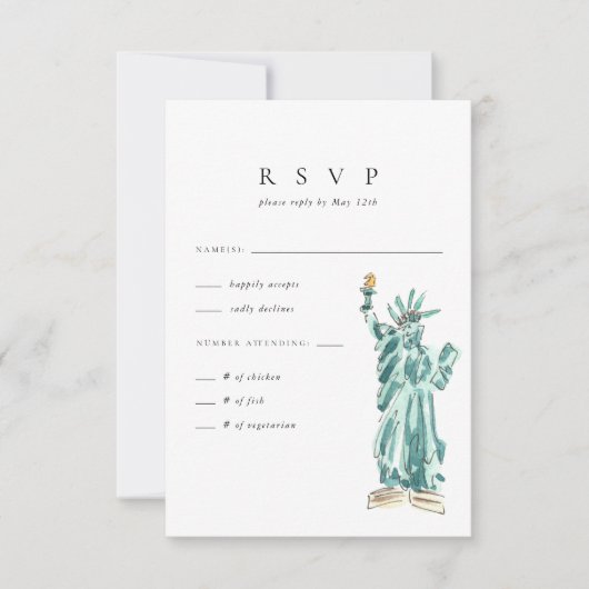 Vrijheidsbeeld New York City Bruiloft RSVP (Voorkant)