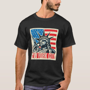 Vrijheidsbeeld New York City Distressed USA Vlag W T-shirt