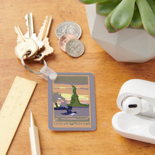 Vrijheidsbeeld, New York City, Vintage Reis Sleutelhanger