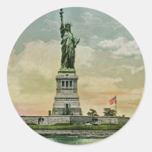  Vrijheidsbeeld, New York Harbour Ronde Sticker