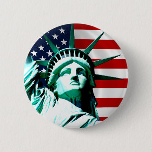 Vrijheidsbeeld, New York Ronde Button 5,7 Cm