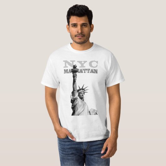 Vrijheidsbeeld Nyc Manhattan Mannen Modern T-shirt (Voorkant volledig)