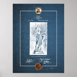 Vrijheidsbeeld  Patentblauwdruk Poster