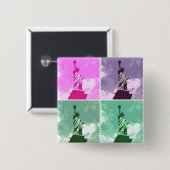 Vrijheidsbeeld Pop Art USA Symbol Vierkante Button 5,1 Cm (Voorkant /achterkant)