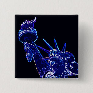 Vrijheidsbeeld Pop Art Vierkante Button 5,1 Cm