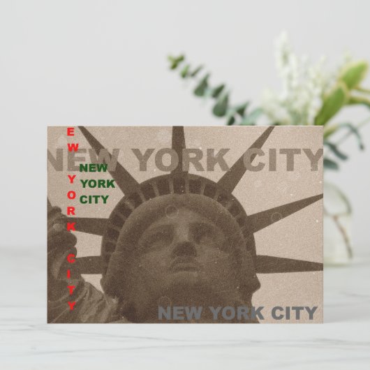 Vrijheidsbeeld Sepia Tones Uitnodiging (Staand voorkant)