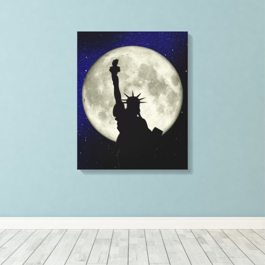 Vrijheidsbeeld tegen het Moon Canvas (Insitu (Houten vloer))