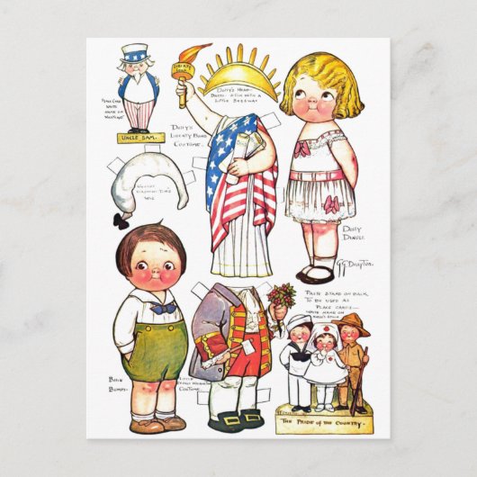 Vrijheidsbeeld van oom Sam George Washington Doll Briefkaart (Voorkant)