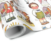 Vrijheidsbeeld van oom Sam George Washington Doll Cadeaupapier (Rol Hoek)