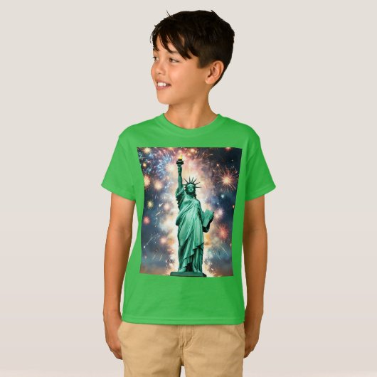 Vrijheidsbeeld Vuurwerk Onafhankelijkheidsdag, jon T-shirt (Voorkant volledig)