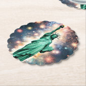 Vrijheidsbeeld Vuurwerk Onafhankelijkheidsdag, Kartonnen Onderzetters (Gekanteld)