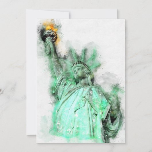 Vrijheidsbeeld Waterverf Close-up Portret Bedankkaart (Voorkant)