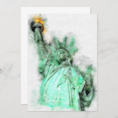 Vrijheidsbeeld Waterverf Close-up Portret Bedankkaart (Voorkant / Achterkant)
