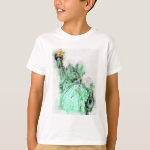 Vrijheidsbeeld Waterverf Close-up Portret T-shirt