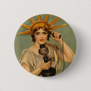  Vrijheidsbeeld, WWI-patriottische oorlog en oorlo Ronde Button 5,7 Cm