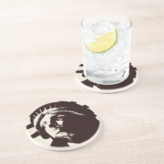 Vrijheidsbeeld Zandsteen Onderzetter (Zijkant)