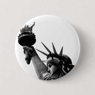 Vrijheidsbeeld zwart en wit ronde button 5,7 cm