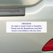 Vrijheidsbumpersticker: Anti-Trump Bumpersticker (Op auto)