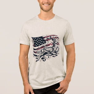 Vrijheidsdag: Majestueus hert met Amerikaanse gees Tri-Blend Shirt
