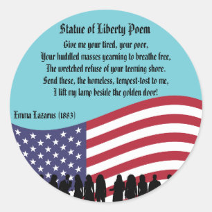Vrijheidsgedicht, een natie van immigranten ronde sticker
