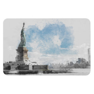 Vrijheidsmagneet Manhattan NYC Waterverf Magneet