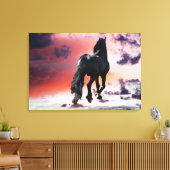 Vrijheidsprijs zwarte paard canvas afdruk (Insitu (Woonkamer))