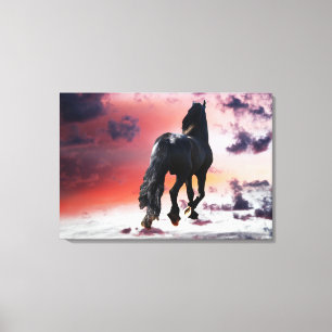Vrijheidsprijs zwarte paard canvas afdruk