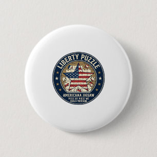 Vrijheidspuzzel Patriottische Patriottische Puzzel Ronde Button 5,7 Cm