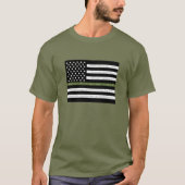 Vrijheidsscripts Groene Lijn Vlag Militaire T-shirt (Voorkant)