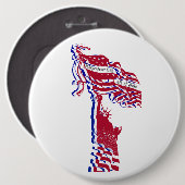 Vrijheidsstatus Amerikaanse vlag en Jouw tekst Ronde Button 6,0 Cm (Voorkant /achterkant)