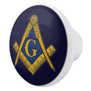 Vrijmetselaar Maçonnieke marineblauw en goud Keramische Knop