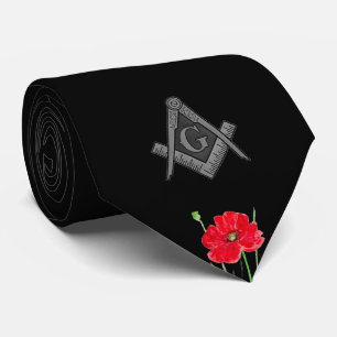 Vrijmetselaar Poppy Waterverf Master Masonic Stropdas