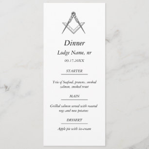 Vrijmetselaar vrijmetselaar dinervoeding menu