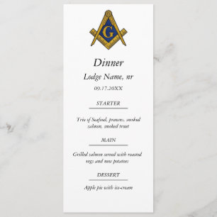 Vrijmetselaar vrijmetselaar dinervoeding menu