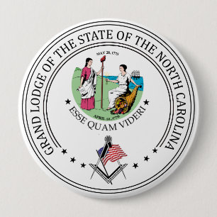 Vrijmetselaarsloge van de staat North Carolina Ronde Button 4,0 Cm