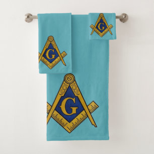 Vrijmetselaarsplein en Compass Masonic Blue Bad Handdoek
