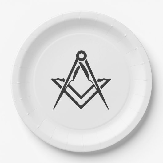 Vrijmetselaarsplein en Kompas Blauw Papieren Bordje (Voorkant)