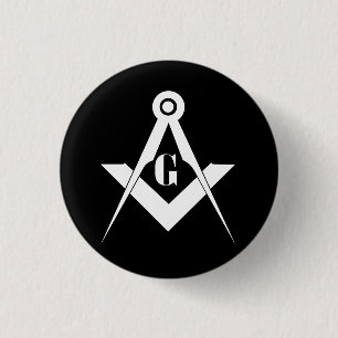Vrijmetselaarssymbool Ronde Button 3,2 Cm