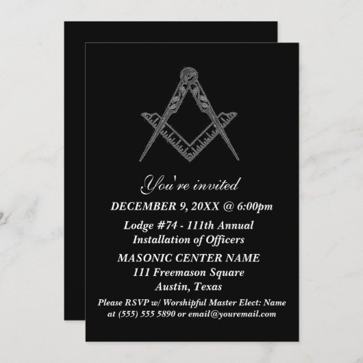 Vrijmetselarij Black Masonic Kaart (Voorkant / Achterkant)