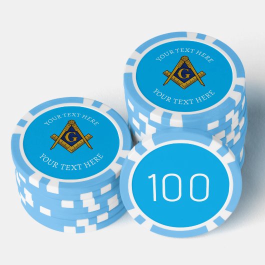Vrijmetselarij Masonic Blue Square en Compass Poker Chips (Opstapeling)