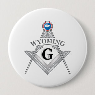 Vrijmetselarij symbool van de staat Wyoming Ronde Button 4,0 Cm