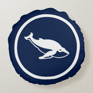 Vrijwel marineblauwe walvissen nautisch rond kussen