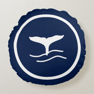Vrijwel marineblauwe walvissen nautisch rond kussen