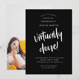 vrijwel voltooide afstuderen fotoparty-uitnodiging kaart