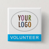 Vrijwillige Button Badge Pin Custom Logo 2x2 Vierk (Voorkant)