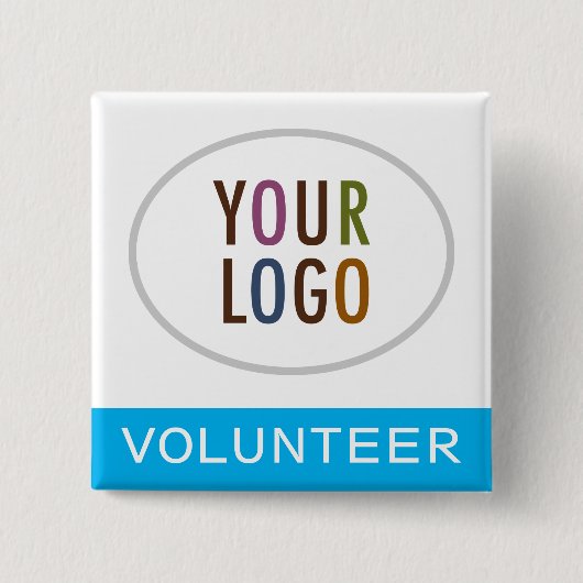 Vrijwillige Button Badge Pin Custom Logo 2x2 Vierk (Voorkant)