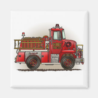 Vrijwillige Fire Truck Square Magnet Magneet