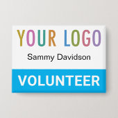 Vrijwillige Pin Back Badge Naam Button met Logo (Voorkant)